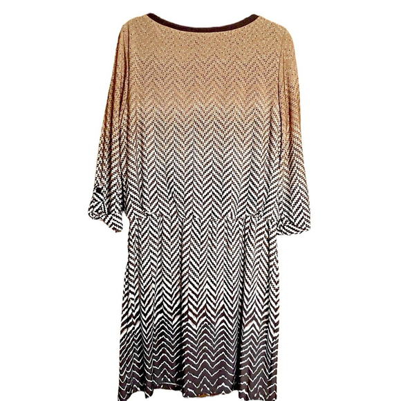 London Times Womens Size 10 Dress Blouson Geometric Slouch Waist Geometric Print - Picture 3 of 9